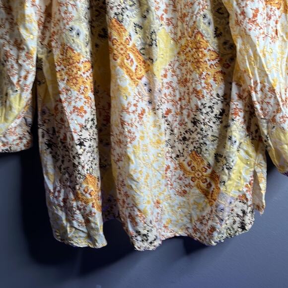 Good Hart by Matilda Jane Yellow and Brown Floral Metallic Top Size Large - Picture 6 of 8
